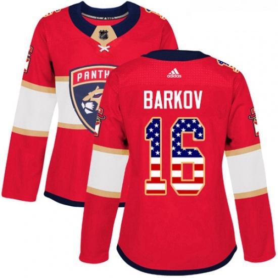 Womens Adidas Florida Panthers 16 Aleksander Barkov Authentic Red USA Flag Fashion NHL Jersey Womens Adidas Florida Panthers 16 Aleksander Barkov Authentic Red USA Flag Fashion NHL Jersey