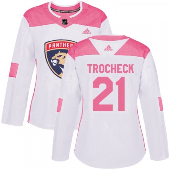 Womens Adidas Florida Panthers 21 Vincent Trocheck Authentic WhitePink Fashion NHL Jersey Womens Adidas Florida Panthers 21 Vincent Trocheck Authentic WhitePink Fashion NHL Jersey