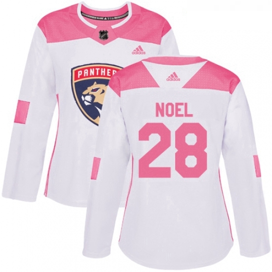 Womens Adidas Florida Panthers 28 Serron Noel Authentic White Pink Fashion NHL Jersey Womens Adidas Florida Panthers 28 Serron Noel Authentic White Pink Fashion NHL Jersey