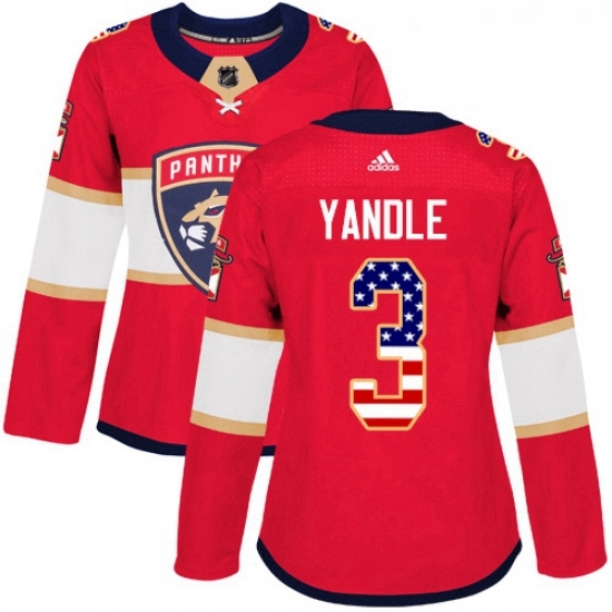 Womens Adidas Florida Panthers 3 Keith Yandle Authentic Red USA Flag Fashion NHL Jersey Womens Adidas Florida Panthers 3 Keith Yandle Authentic Red USA Flag Fashion NHL Jersey