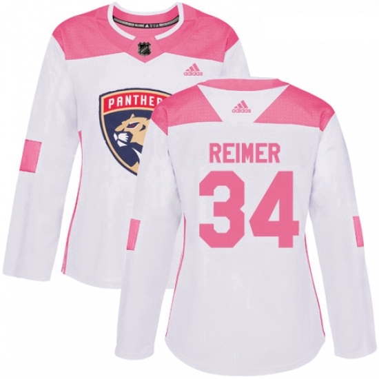 Womens Adidas Florida Panthers 34 James Reimer Authentic WhitePink Fashion NHL Jersey Womens Adidas Florida Panthers 34 James Reimer Authentic WhitePink Fashion NHL Jersey