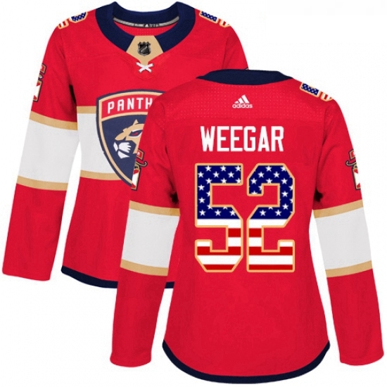 Womens Adidas Florida Panthers 52 MacKenzie Weegar Authentic Red USA Flag Fashion NHL Jersey Womens Adidas Florida Panthers 52 MacKenzie Weegar Authentic Red USA Flag Fashion NHL Jersey