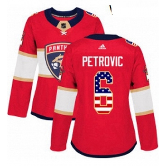 Womens Adidas Florida Panthers 6 Alex Petrovic Authentic Red USA Flag Fashion NHL Jersey Womens Adidas Florida Panthers 6 Alex Petrovic Authentic Red USA Flag Fashion NHL Jersey