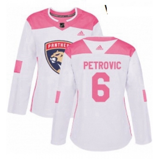 Womens Adidas Florida Panthers 6 Alex Petrovic Authentic WhitePink Fashion NHL Jersey Womens Adidas Florida Panthers 6 Alex Petrovic Authentic WhitePink Fashion NHL Jersey