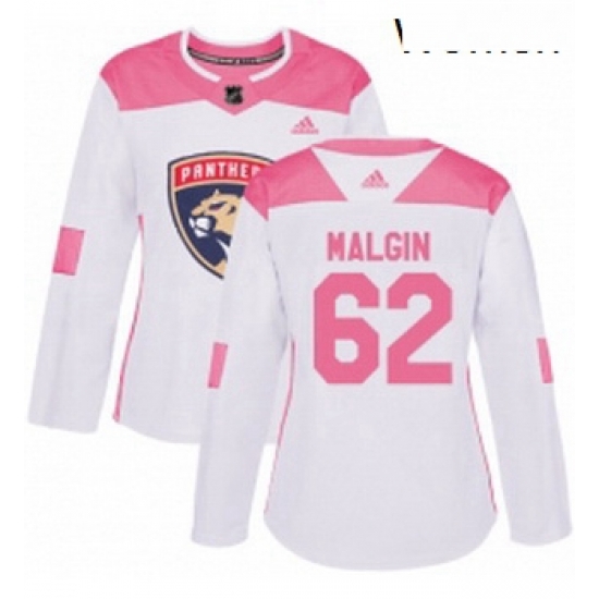 Womens Adidas Florida Panthers 62 Denis Malgin Authentic WhitePink Fashion NHL Jersey Womens Adidas Florida Panthers 62 Denis Malgin Authentic WhitePink Fashion NHL Jersey