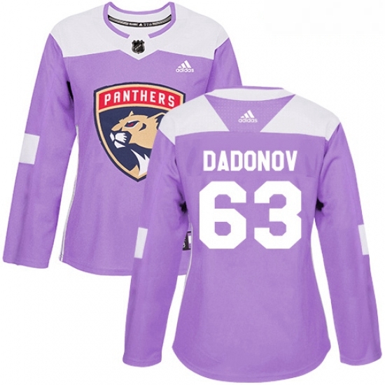 Womens Adidas Florida Panthers 63 Evgenii Dadonov Authentic Purple Fights Cancer Practice NHL Jersey Womens Adidas Florida Panthers 63 Evgenii Dadonov Authentic Purple Fights Cancer Practice NHL Jersey