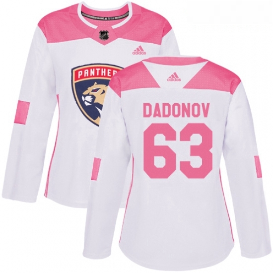 Womens Adidas Florida Panthers 63 Evgenii Dadonov Authentic WhitePink Fashion NHL Jersey Womens Adidas Florida Panthers 63 Evgenii Dadonov Authentic WhitePink Fashion NHL Jersey