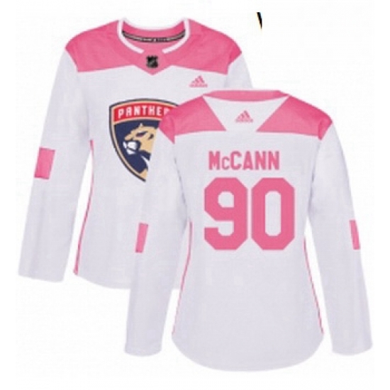 Womens Adidas Florida Panthers 90 Jared McCann Authentic WhitePink Fashion NHL Jersey Womens Adidas Florida Panthers 90 Jared McCann Authentic WhitePink Fashion NHL Jersey