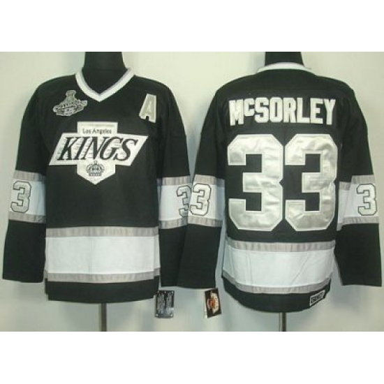 Los Angeles Kings #33 Martin McSorley Black CCM Throwback Silver Number Stanley Cup Finals Champions Patch Los Angeles Kings #33 Martin McSorley Black CCM Throwback Silver Number Stanley Cup Finals Champions Patch