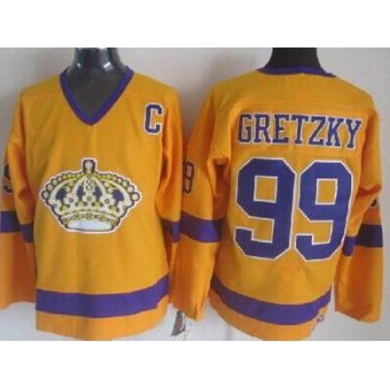 Los Angeles Kings 99 Wayne Gretzky Yellow Throwback CCM NHL Jersey Los Angeles Kings 99 Wayne Gretzky Yellow Throwback CCM NHL Jersey