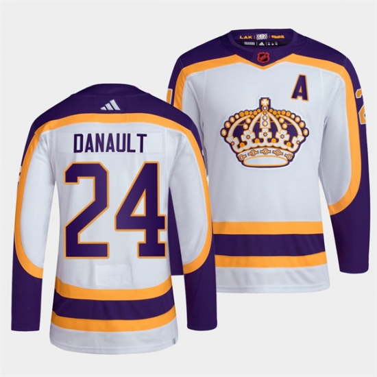 Men Los Angeles Kings 24 Phillip Danault White 2022 Reverse Retro Stitched Jersey Men Los Angeles Kings 24 Phillip Danault White 2022 Reverse Retro Stitched Jersey