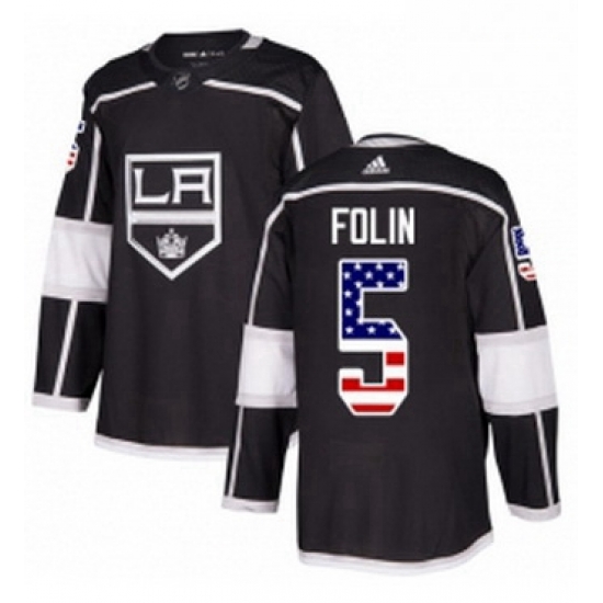Mens Adidas Los Angeles Kings 5 Christian Folin Authentic Black USA Flag Fashion NHL Jersey Mens Adidas Los Angeles Kings 5 Christian Folin Authentic Black USA Flag Fashion NHL Jersey