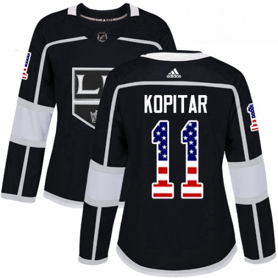 Womens Adidas Los Angeles Kings 11 Anze Kopitar Authentic Black USA Flag Fashion NHL Jersey Womens Adidas Los Angeles Kings 11 Anze Kopitar Authentic Black USA Flag Fashion NHL Jersey