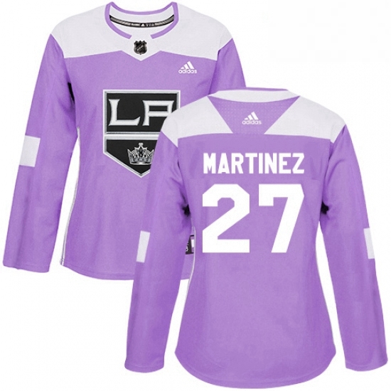 Womens Adidas Los Angeles Kings 27 Alec Martinez Authentic Purple Fights Cancer Practice NHL Jersey Womens Adidas Los Angeles Kings 27 Alec Martinez Authentic Purple Fights Cancer Practice NHL Jersey