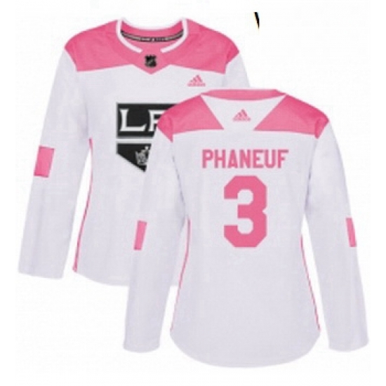 Womens Adidas Los Angeles Kings 3 Dion Phaneuf Authentic White Pink Fashion NHL Jersey Womens Adidas Los Angeles Kings 3 Dion Phaneuf Authentic White Pink Fashion NHL Jersey