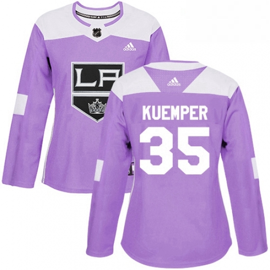 Womens Adidas Los Angeles Kings 35 Darcy Kuemper Authentic Purple Fights Cancer Practice NHL Jersey Womens Adidas Los Angeles Kings 35 Darcy Kuemper Authentic Purple Fights Cancer Practice NHL Jersey