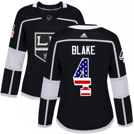 Womens Adidas Los Angeles Kings 4 Rob Blake Authentic Black USA Flag Fashion NHL Jersey Womens Adidas Los Angeles Kings 4 Rob Blake Authentic Black USA Flag Fashion NHL Jersey