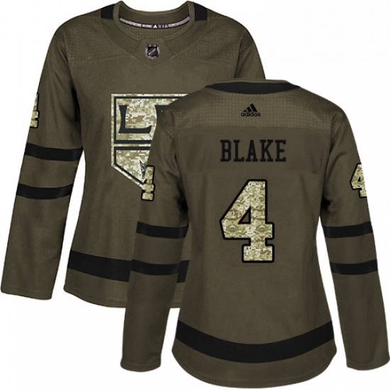 Womens Adidas Los Angeles Kings 4 Rob Blake Authentic Green Salute to Service NHL Jersey Womens Adidas Los Angeles Kings 4 Rob Blake Authentic Green Salute to Service NHL Jersey