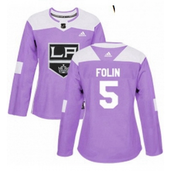 Womens Adidas Los Angeles Kings 5 Christian Folin Authentic Purple Fights Cancer Practice NHL Jersey Womens Adidas Los Angeles Kings 5 Christian Folin Authentic Purple Fights Cancer Practice NHL Jersey