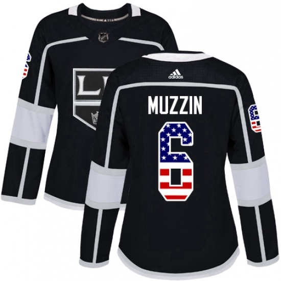 Womens Adidas Los Angeles Kings 6 Jake Muzzin Authentic Black USA Flag Fashion NHL Jersey Womens Adidas Los Angeles Kings 6 Jake Muzzin Authentic Black USA Flag Fashion NHL Jersey
