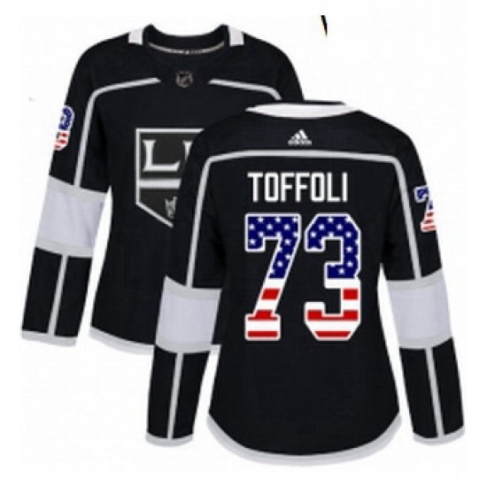 Womens Adidas Los Angeles Kings 73 Tyler Toffoli Authentic Black USA Flag Fashion NHL Jersey Womens Adidas Los Angeles Kings 73 Tyler Toffoli Authentic Black USA Flag Fashion NHL Jersey