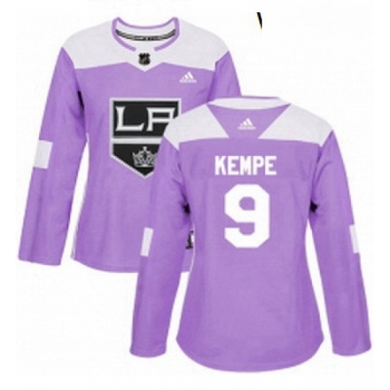 Womens Adidas Los Angeles Kings 9 Adrian Kempe Authentic Purple Fights Cancer Practice NHL Jersey Womens Adidas Los Angeles Kings 9 Adrian Kempe Authentic Purple Fights Cancer Practice NHL Jersey