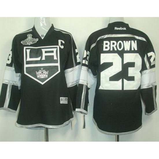 Kids Los Angeles Kings #23 Dustin Brown Black Stanley Cup Finals Champions Patch NHL Jerseys LA Style Kids Los Angeles Kings #23 Dustin Brown Black Stanley Cup Finals Champions Patch NHL Jerseys LA Style