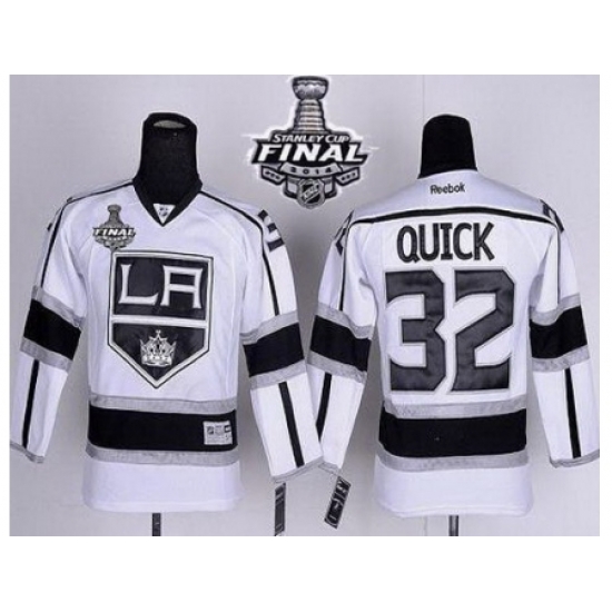 Kids Los Angeles Kings #32 Jonathan Quick White Road 2014 Stanley Cup Finals Stitched NHL Jerseys Kids Los Angeles Kings #32 Jonathan Quick White Road 2014 Stanley Cup Finals Stitched NHL Jerseys