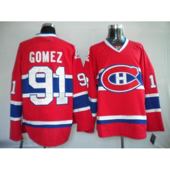 Hockey Montreal Canadiens #91 Scott Gomez Stitched Replithentic Red Jersey Hockey Montreal Canadiens #91 Scott Gomez Stitched Replithentic Red Jersey