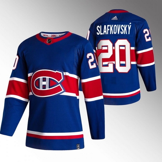 Men Montreal Canadiens 20 Juraj Slafkovsky Blue Stitched Jersey Men Montreal Canadiens 20 Juraj Slafkovsky Blue Stitched Jersey