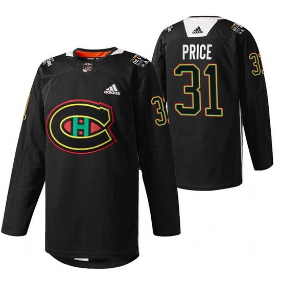 Men Montreal Canadiens 31 Carey Price 2022 Black Warm Up History Night Stitched Jerse Men Montreal Canadiens 31 Carey Price 2022 Black Warm Up History Night Stitched Jerse
