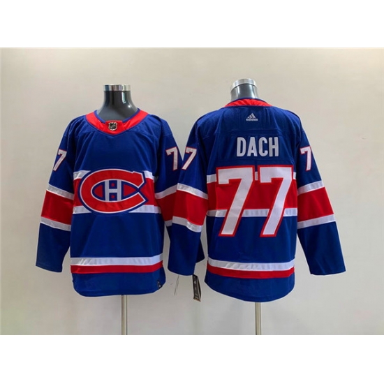 Men Montreal Canadiens 77 Kirby Dach Blue Stitched Jersey Men Montreal Canadiens 77 Kirby Dach Blue Stitched Jersey