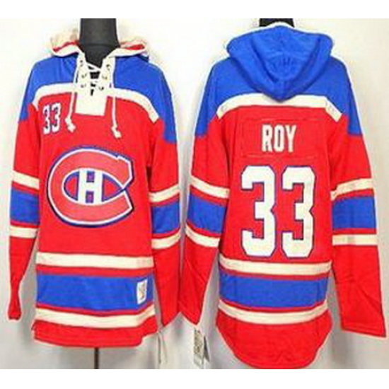 Montreal Canadiens 33 Patrick Roy Red Lace-Up NHL Jersey Hoodies Montreal Canadiens 33 Patrick Roy Red Lace-Up NHL Jersey Hoodies