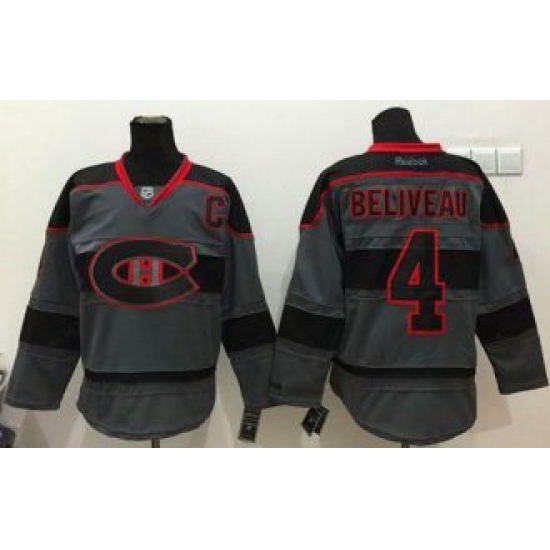 Montreal Canadiens #4 Jean Beliveau Charcoal Cross Check Fashion Stitched NHL Jersey Montreal Canadiens #4 Jean Beliveau Charcoal Cross Check Fashion Stitched NHL Jersey