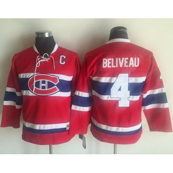 Canadiens #4 Jean Beliveau Red CCM Throwback Stitched Youth NHL Jersey Canadiens #4 Jean Beliveau Red CCM Throwback Stitched Youth NHL Jersey