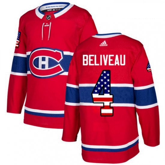 Youth Adidas Montreal Canadiens 4 Jean Beliveau Authentic Red USA Flag Fashion NHL Jersey Youth Adidas Montreal Canadiens 4 Jean Beliveau Authentic Red USA Flag Fashion NHL Jersey