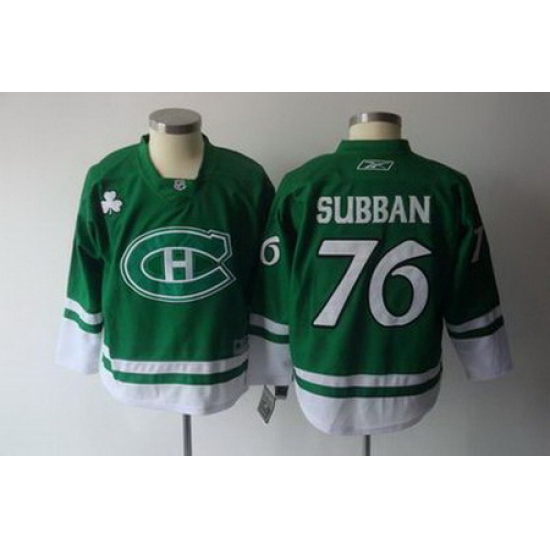 Youth KIDS Montreal Canadiens #76 P.K.Subban green Jerseys Youth KIDS Montreal Canadiens #76 P.K.Subban green Jerseys