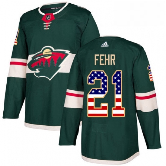 Mens Adidas Minnesota Wild 21 Eric Fehr Authentic Green USA Flag Fashion NHL Jersey Mens Adidas Minnesota Wild 21 Eric Fehr Authentic Green USA Flag Fashion NHL Jersey