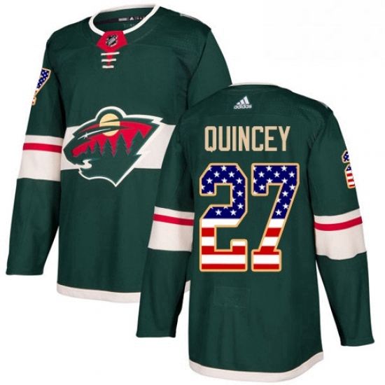 Mens Adidas Minnesota Wild 27 Kyle Quincey Authentic Green USA Flag Fashion NHL Jersey Mens Adidas Minnesota Wild 27 Kyle Quincey Authentic Green USA Flag Fashion NHL Jersey