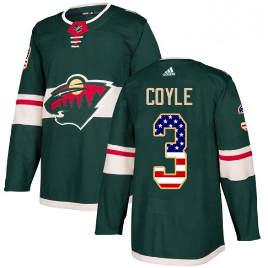 Mens Adidas Minnesota Wild 3 Charlie Coyle Authentic Green USA Flag Fashion NHL Jersey Mens Adidas Minnesota Wild 3 Charlie Coyle Authentic Green USA Flag Fashion NHL Jersey