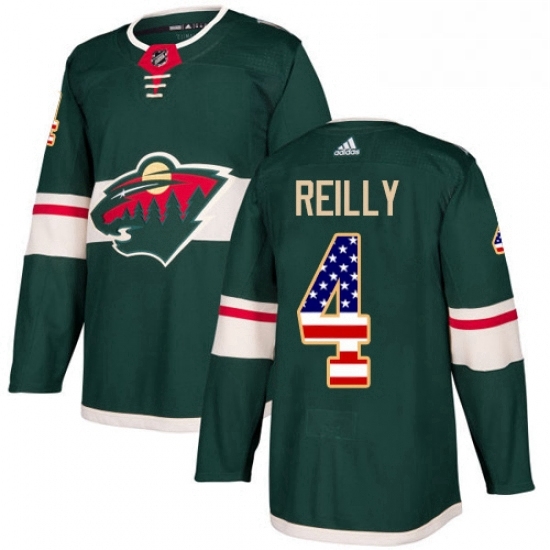 Mens Adidas Minnesota Wild 4 Mike Reilly Authentic Green USA Flag Fashion NHL Jersey Mens Adidas Minnesota Wild 4 Mike Reilly Authentic Green USA Flag Fashion NHL Jersey