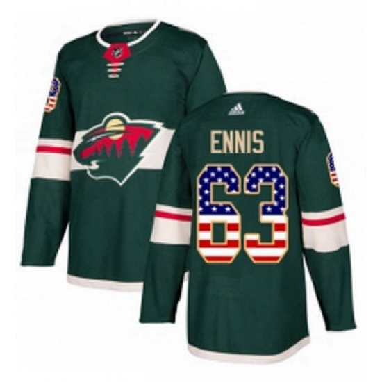 Mens Adidas Minnesota Wild 63 Tyler Ennis Authentic Green USA Flag Fashion NHL Jersey Mens Adidas Minnesota Wild 63 Tyler Ennis Authentic Green USA Flag Fashion NHL Jersey