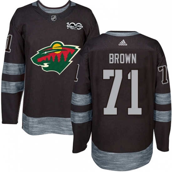 Mens Adidas Minnesota Wild 71 J T Brown Authentic Black 1917 2017 100th Anniversary NHL Jerse Mens Adidas Minnesota Wild 71 J T Brown Authentic Black 1917 2017 100th Anniversary NHL Jerse