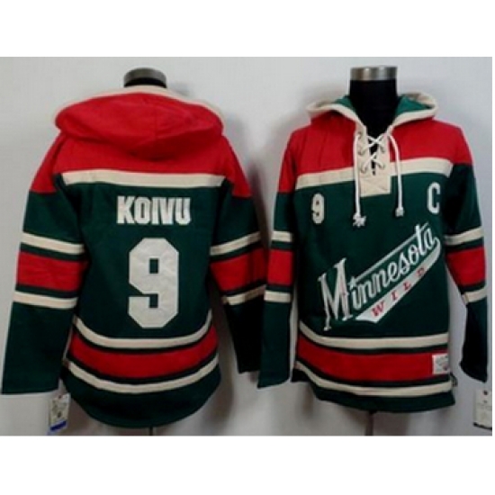 Minnesota Wild #9 Mikko Koivu Green Red Sawyer Hooded Sweatshirt Stitched NHL Jersey Minnesota Wild #9 Mikko Koivu Green Red Sawyer Hooded Sweatshirt Stitched NHL Jersey
