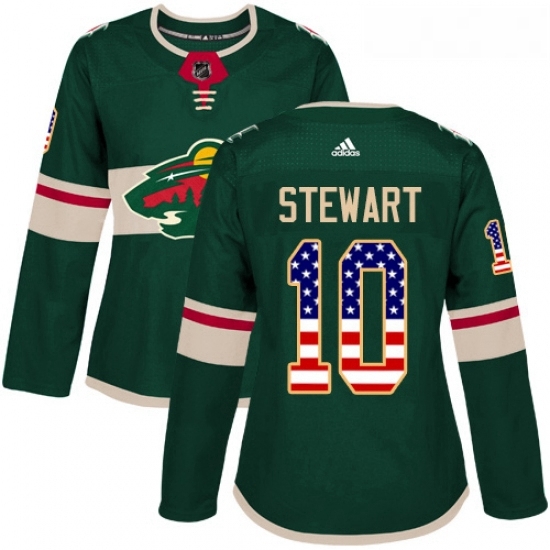 Womens Adidas Minnesota Wild 10 Chris Stewart Authentic Green USA Flag Fashion NHL Jersey Womens Adidas Minnesota Wild 10 Chris Stewart Authentic Green USA Flag Fashion NHL Jersey