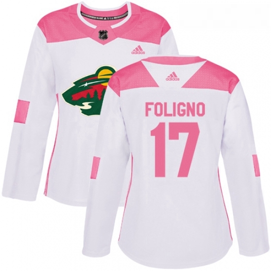 Womens Adidas Minnesota Wild 17 Marcus Foligno Authentic WhitePink Fashion NHL Jersey Womens Adidas Minnesota Wild 17 Marcus Foligno Authentic WhitePink Fashion NHL Jersey