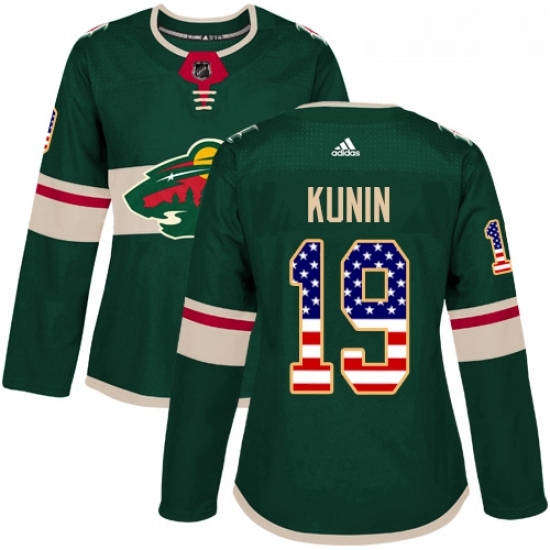 Womens Adidas Minnesota Wild 19 Luke Kunin Authentic Green USA Flag Fashion NHL Jersey Womens Adidas Minnesota Wild 19 Luke Kunin Authentic Green USA Flag Fashion NHL Jersey