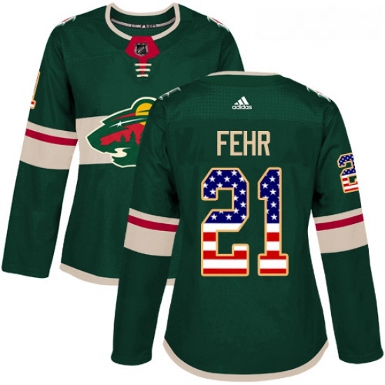 Womens Adidas Minnesota Wild 21 Eric Fehr Authentic Green USA Flag Fashion NHL Jersey Womens Adidas Minnesota Wild 21 Eric Fehr Authentic Green USA Flag Fashion NHL Jersey