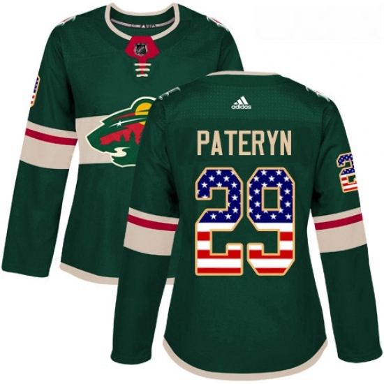 Womens Adidas Minnesota Wild 29 Greg Pateryn Authentic Green USA Flag Fashion NHL Jersey Womens Adidas Minnesota Wild 29 Greg Pateryn Authentic Green USA Flag Fashion NHL Jersey