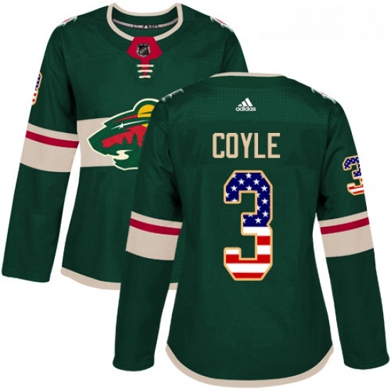Womens Adidas Minnesota Wild 3 Charlie Coyle Authentic Green USA Flag Fashion NHL Jersey Womens Adidas Minnesota Wild 3 Charlie Coyle Authentic Green USA Flag Fashion NHL Jersey